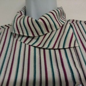 Women's White Multicolor Striped Blouse Sz: 7/8